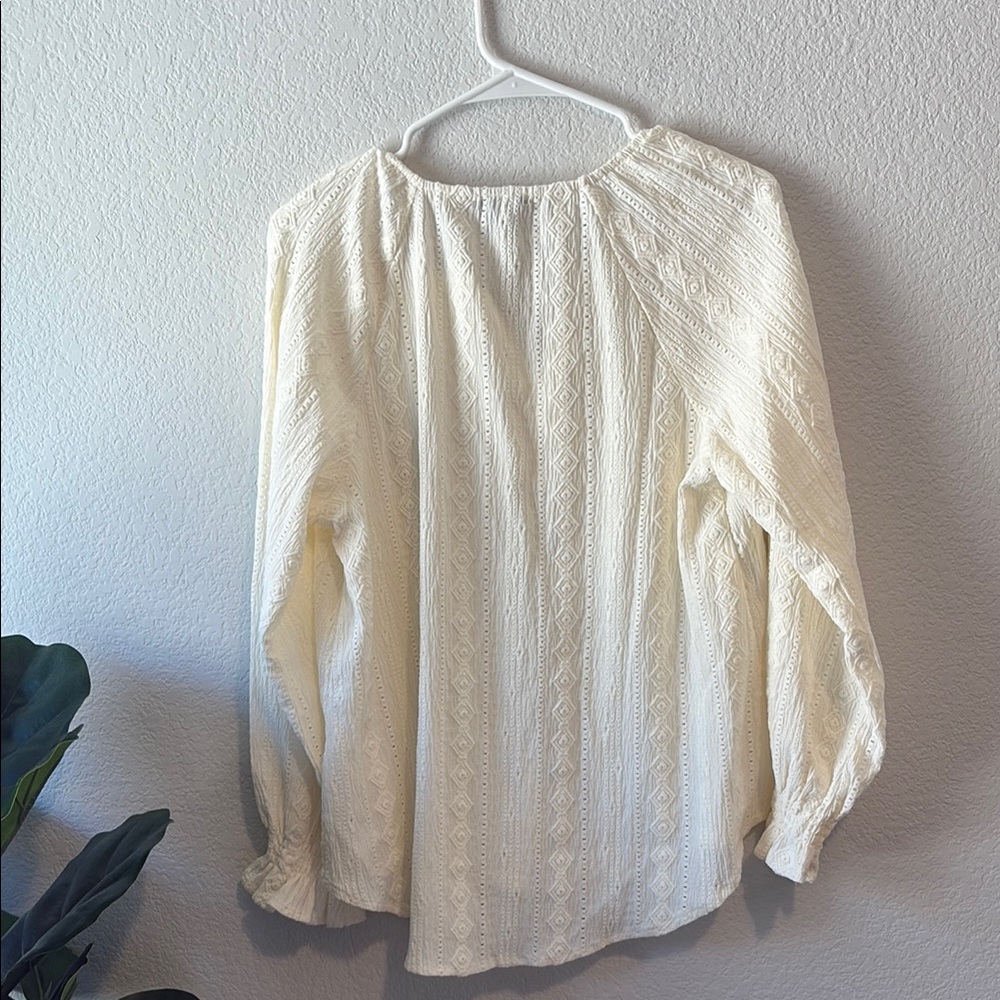 Frye Ivory Button-Accent peasant Blouse - Picture 5 of 7